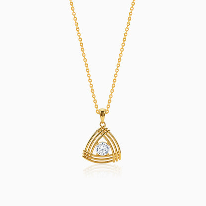 Golden Tripod Pendant With Link Chain