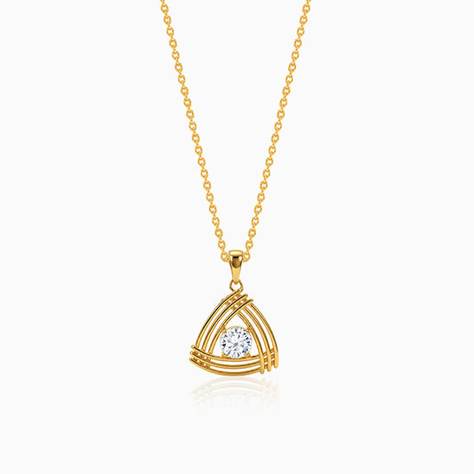 Golden Tripod Pendant With Link Chain