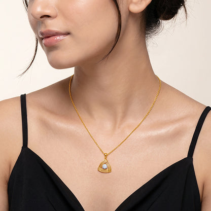 Golden Tripod Pendant With Link Chain
