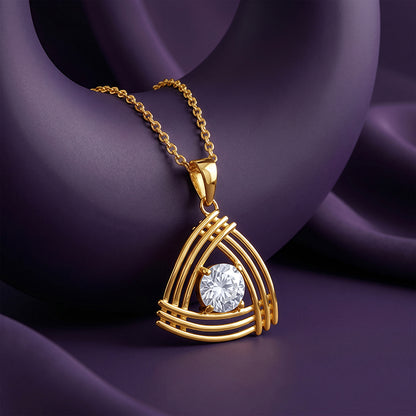Golden Tripod Pendant With Link Chain