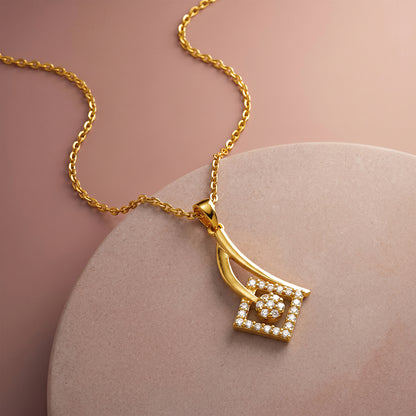 Golden Astra Gleam Pendant with Link Chain