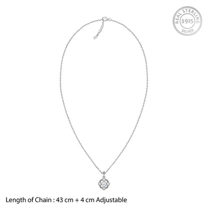 Silver Vibrant Clover Pendant With Link Chain