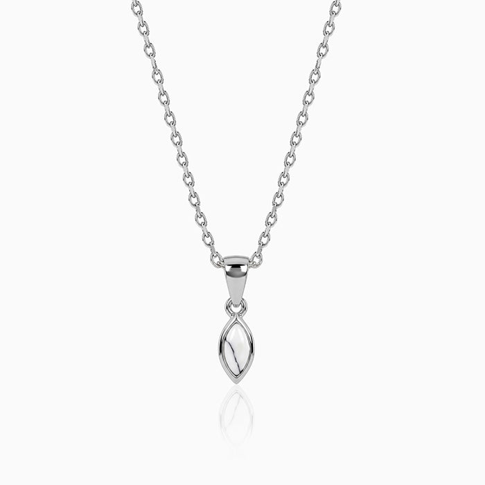 Silver White Howalite Pendant With Link Chain