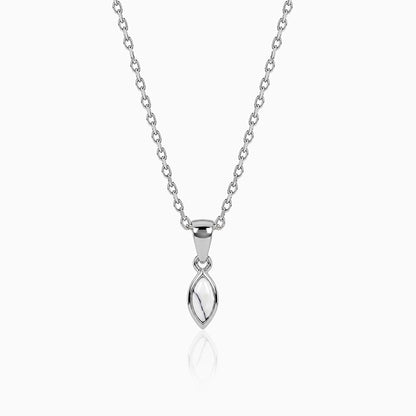Silver White Howalite Pendant With Link Chain