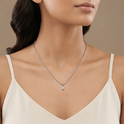 Silver White Howalite Pendant With Link Chain