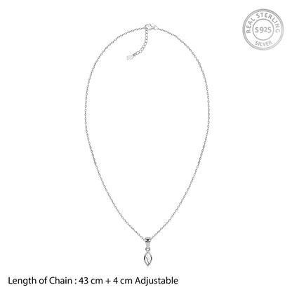 Silver White Howalite Pendant With Link Chain