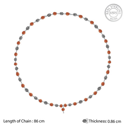 Rudraksha Oxidised Silver Chain For Him