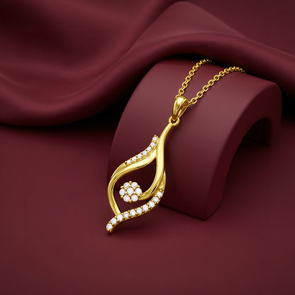 Golden Mystic Gaze Pendant with Link Chain