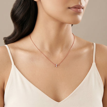 Rose Gold Floret Bow Necklace