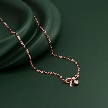 Rose Gold Floret Bow Necklace