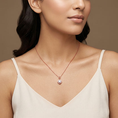 Rose Gold Blush Charm Pendant with Link Chain