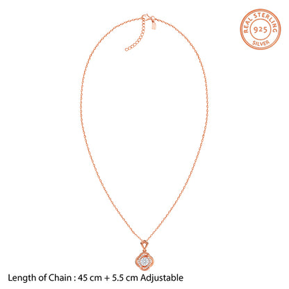 Rose Gold Blush Charm Pendant with Link Chain