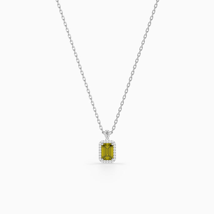 Silver Soleil Frame Pendant with Link Chain