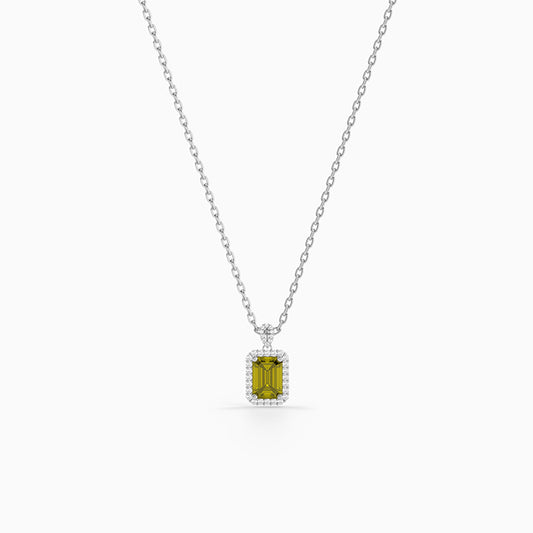 Silver Soleil Frame Pendant with Link Chain