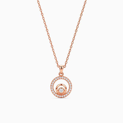 Rose Gold Charming Circle Pendant With Link Chain