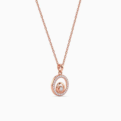 Rose Gold Charming Circle Pendant With Link Chain