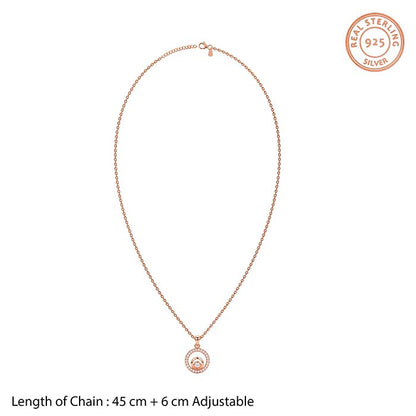 Rose Gold Charming Circle Pendant With Link Chain