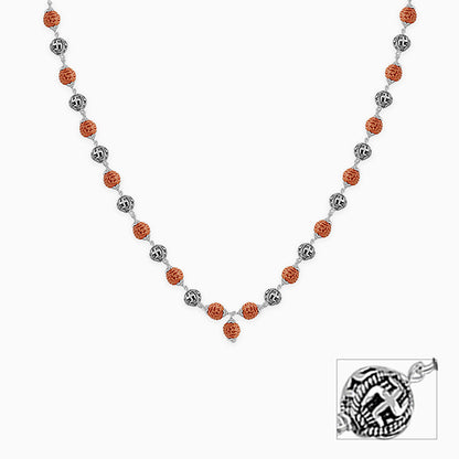 Rudraksha Oxidised Silver Chain For Him