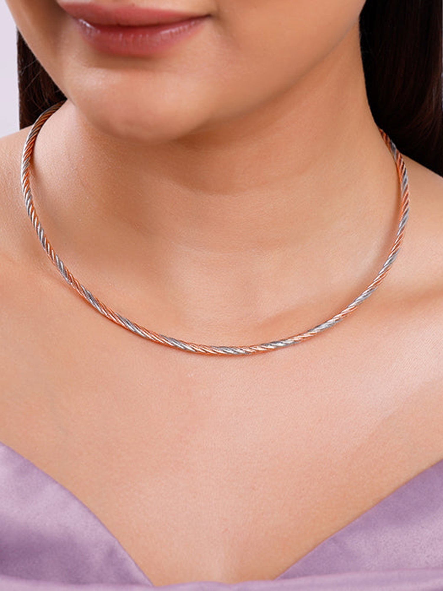 Dual Tone Rope Hasli Necklace