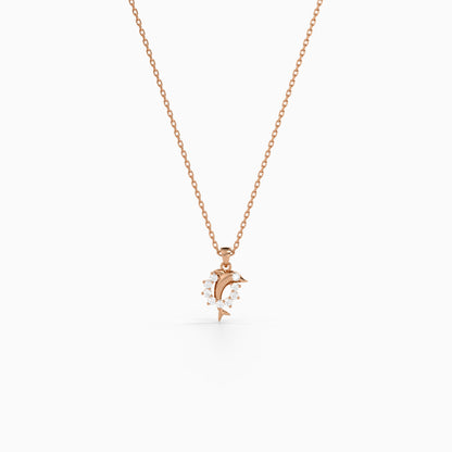 Rose Gold Marina Pendant with Link Chain