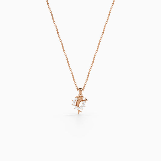 Rose Gold Marina Pendant with Link Chain