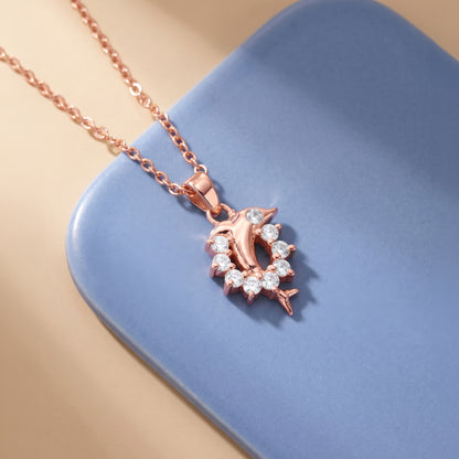 Rose Gold Marina Pendant with Link Chain