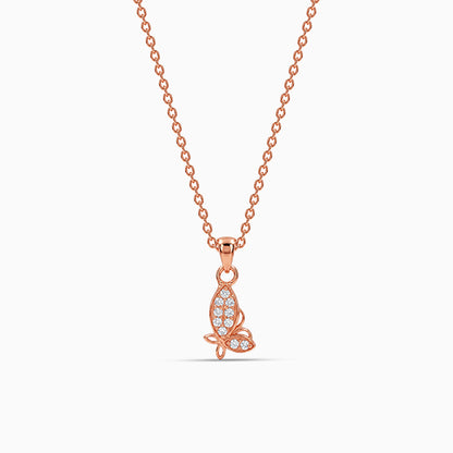 Rose Gold Fairy Butterfly Pendant With Link Chain
