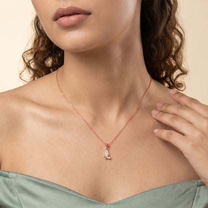Rose Gold Fairy Butterfly Pendant With Link Chain