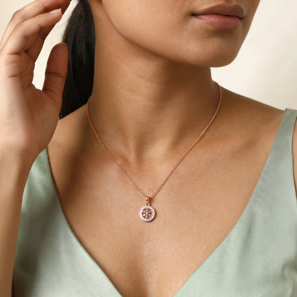 Rose Gold Snowira Pendant with Link Chain