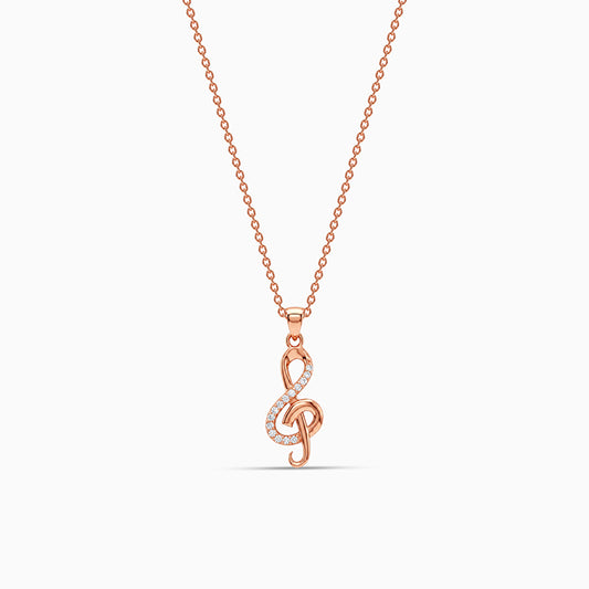 Rose Gold Beautiful Music Pendant With Link Chain