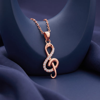 Rose Gold Beautiful Music Pendant With Link Chain