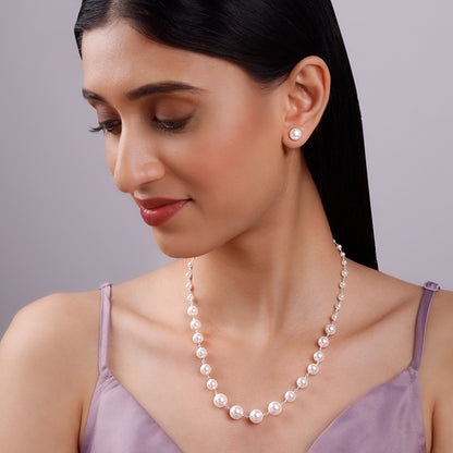 Silver White Pearl Set