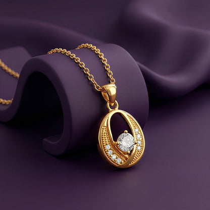 Golden Beautiful Embrace Pendant With Link Chain