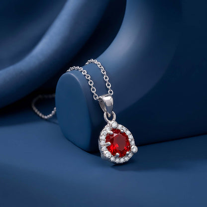 Silver Dazzling Shine Pendant With Link Chain
