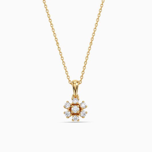Golden Cutie Floral Pendant With Link Chain