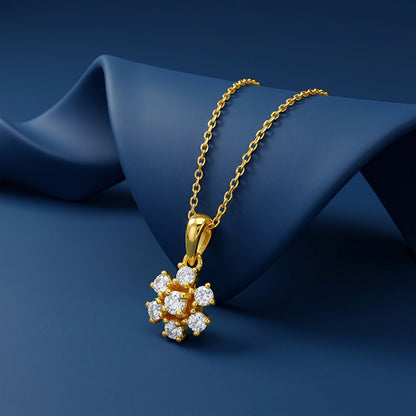 Golden Cutie Floral Pendant With Link Chain