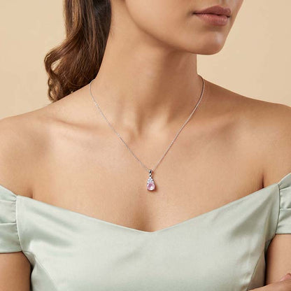 Silver Pretty Drip Pendant With Link Chain