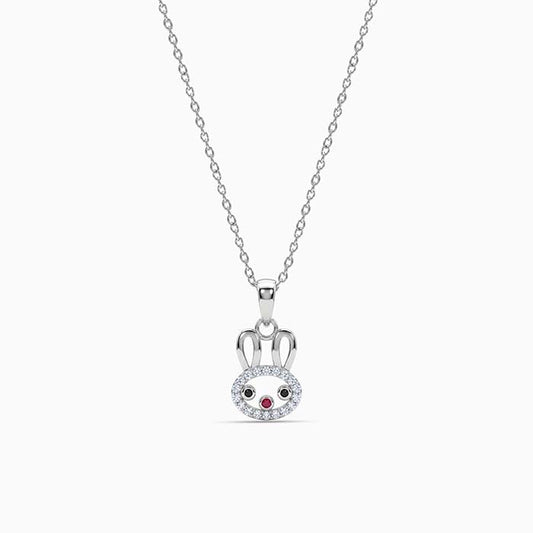 Silver Fairy Bunny Pendant With Link Chain