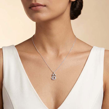 Silver Fairy Bunny Pendant With Link Chain