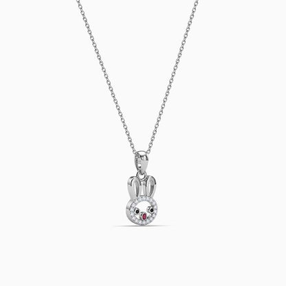 Silver Fairy Bunny Pendant With Link Chain
