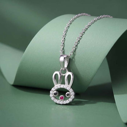Silver Fairy Bunny Pendant With Link Chain