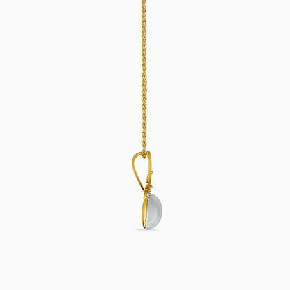Golden Constance Flora Pearl Pendant with Link Chain