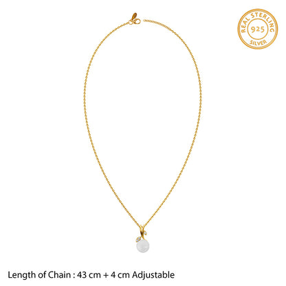 Golden Constance Flora Pearl Pendant with Link Chain