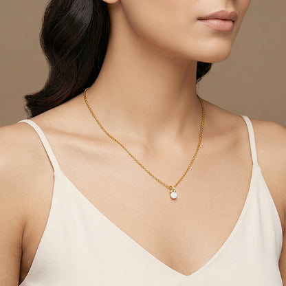Golden Theda Blossom Pearl Pendant with Link Chain