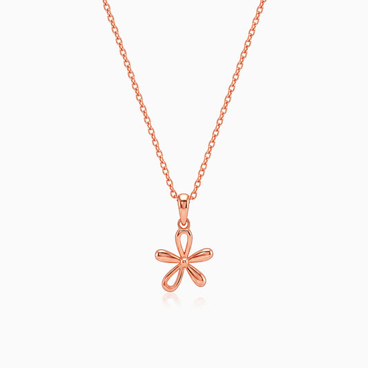 Rose Gold Fleur Bloom Pendant With Link Chain