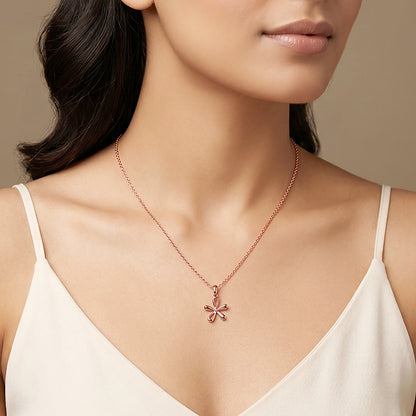Rose Gold Fleur Bloom Pendant With Link Chain