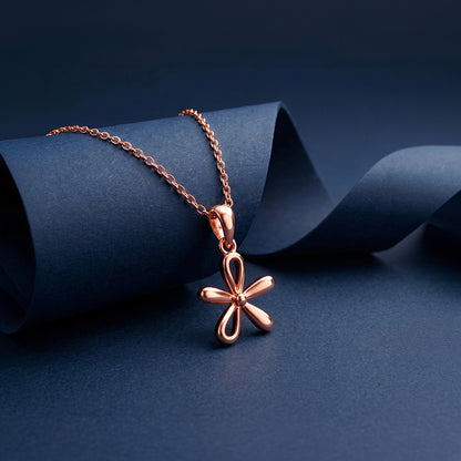 Rose Gold Fleur Bloom Pendant With Link Chain