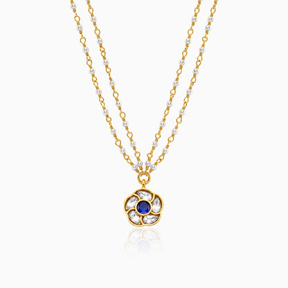 Golden Motika Pendant with Pearl Chain