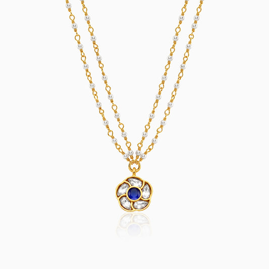 Golden Motika Pendant with Pearl Chain