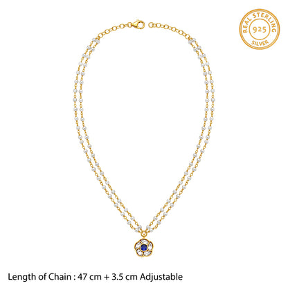 Golden Motika Pendant with Pearl Chain